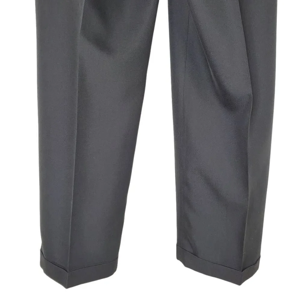 Claiborne Pleated Front Cuffed Hem Classic Meru Dress Pants‎ Black Size 36/32